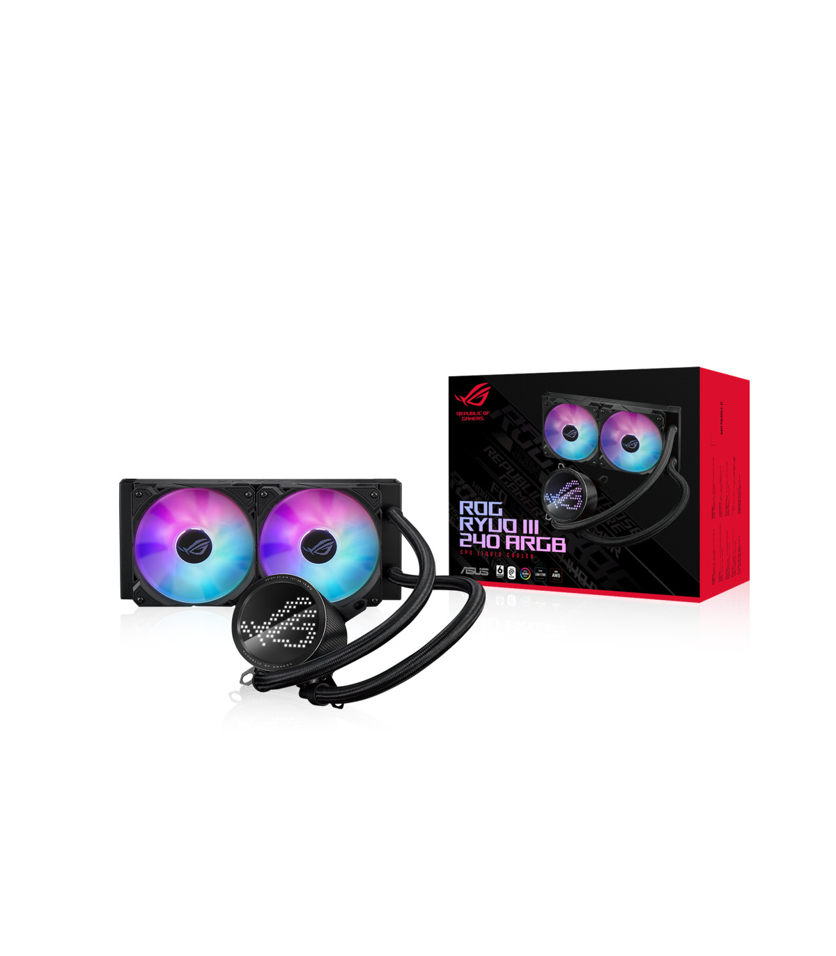 Kit refrigeracion liquida asus rog ryuo iii 240argb  all in one 2 ventiladores 120mm gaming