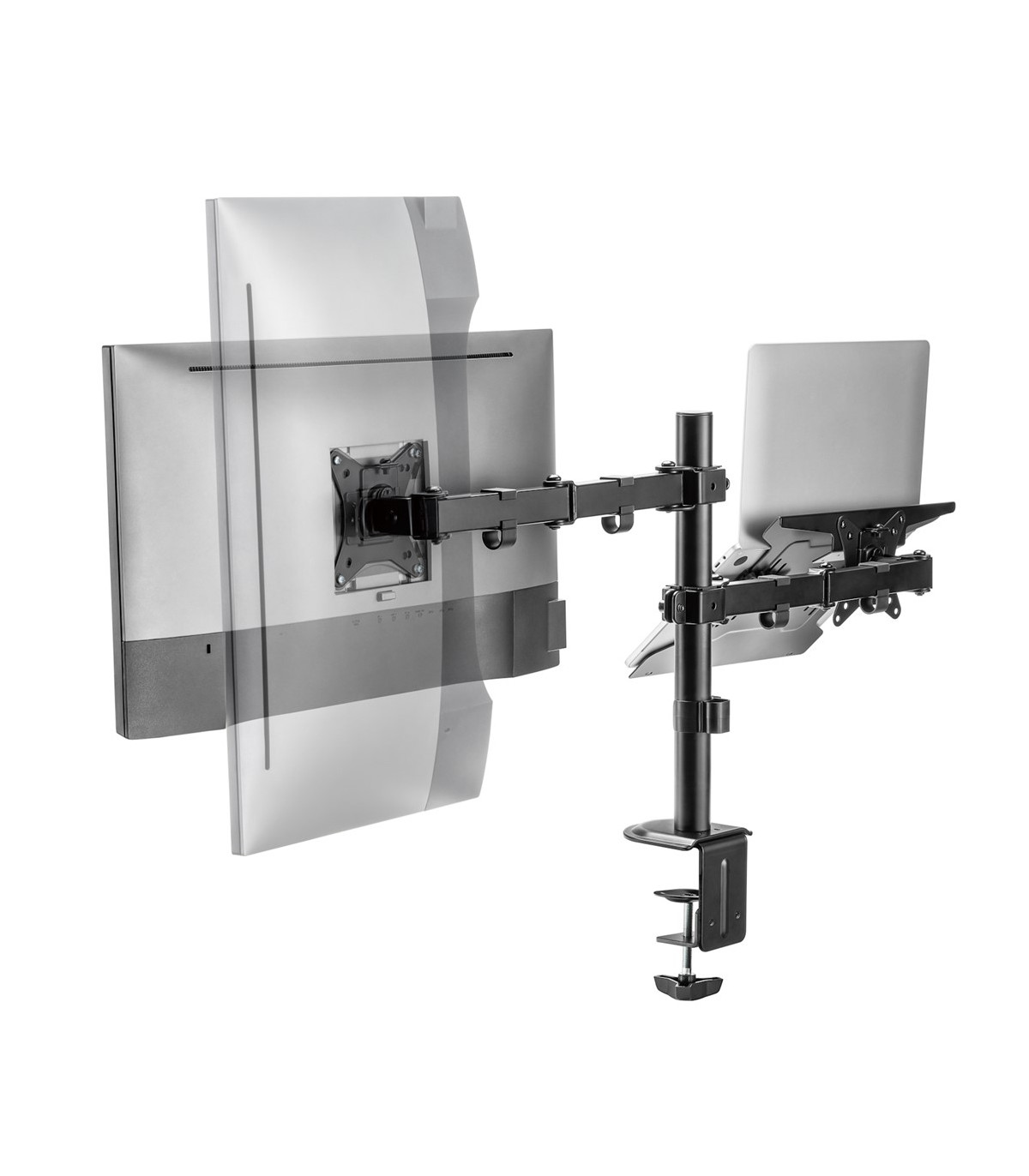Soporte de escritorio ewent ew1519 para monitor hasta 34 pulgadas y portatil hasta 15.6 pulgadas carga maxima 9kg