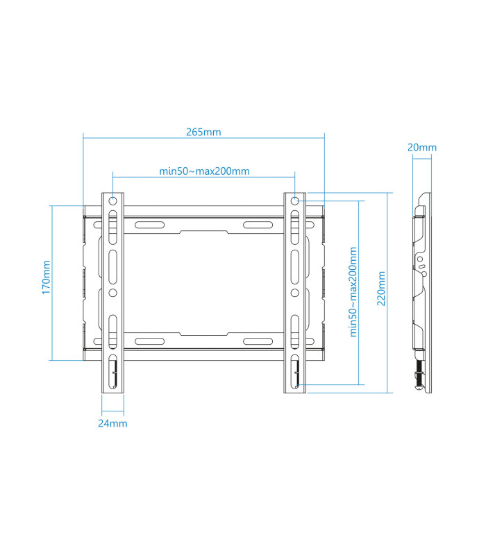 Soporte pared tv television monitor tooq lp1043f - b 23 pulgadas - 43 pulgadas carga maxima 45kg