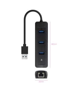 Conversor nanocable usb3.0 a ethernet 3xusb3.0
