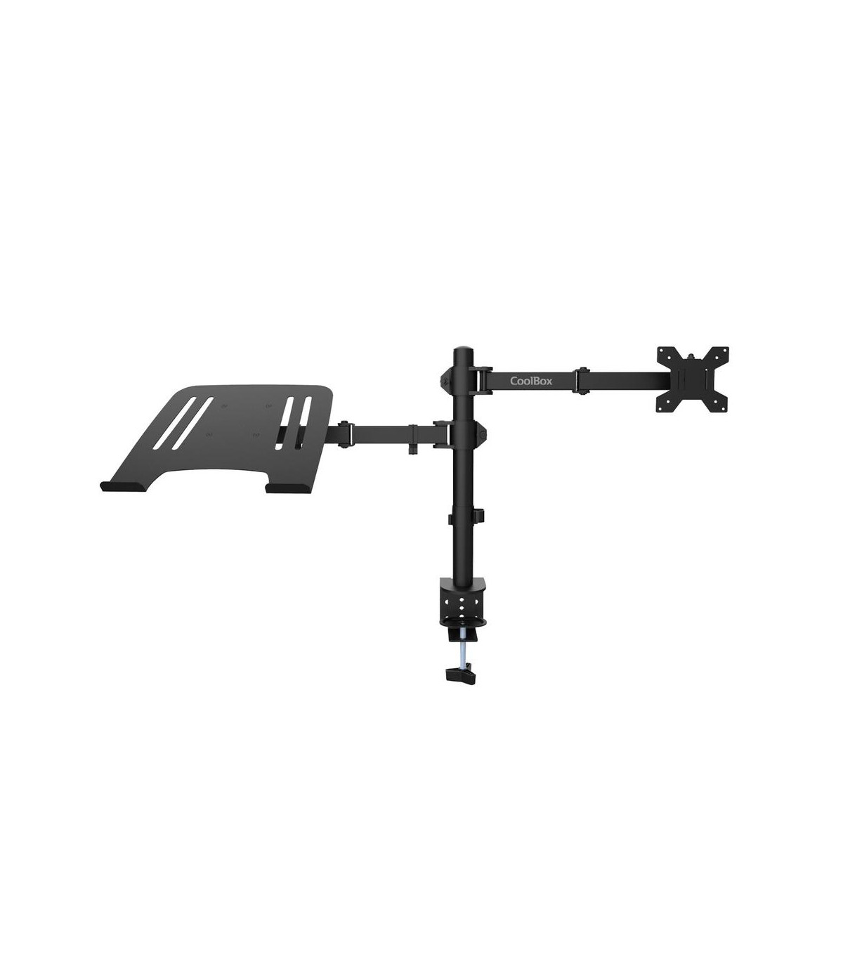 Soporte monitor hasta 32 pulgadas y portatil hasta 17 pulgadas coolbox abrazadera articulado