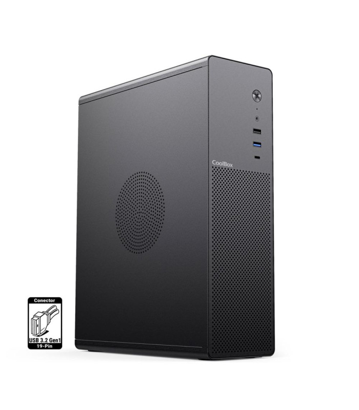 Caja ordenador coolbox matx slim t100 usb - c 3.2 gen1 full metal s - fte + 1 vent. 90mm