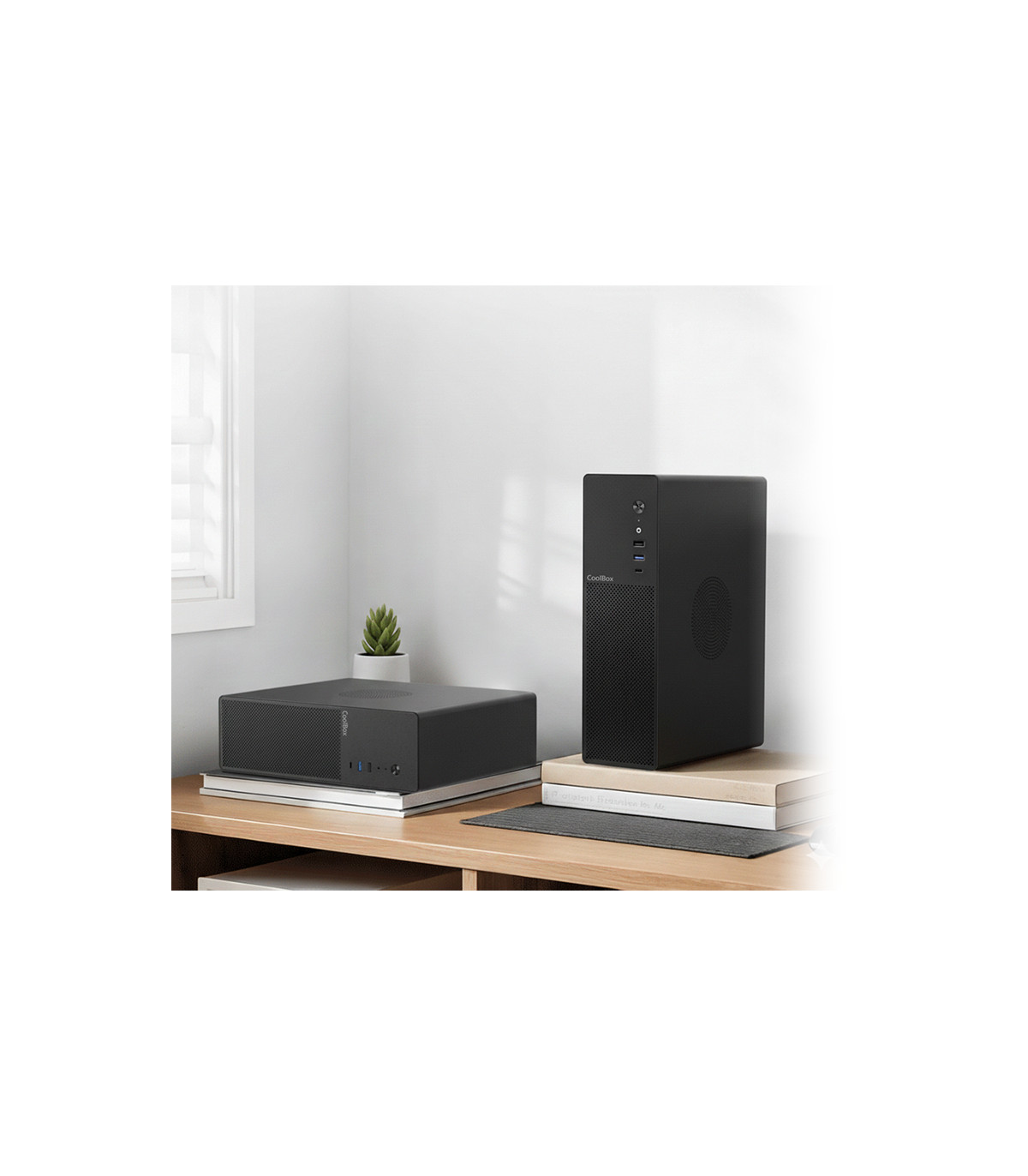 Caja ordenador coolbox matx slim t100 usb - c 3.2 gen1 full metal s - fte + 1 vent. 90mm