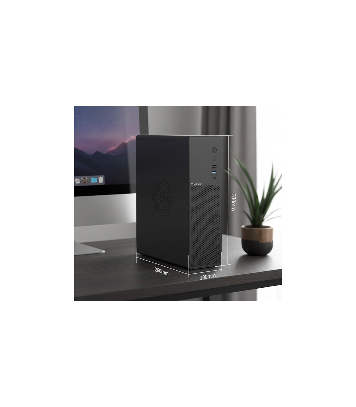 Caja ordenador coolbox matx slim t100 usb - c 3.2 gen1 full metal s - fte + 1 vent. 90mm