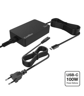 Adaptador cargador de portatil usb - c coolbox 100w gan