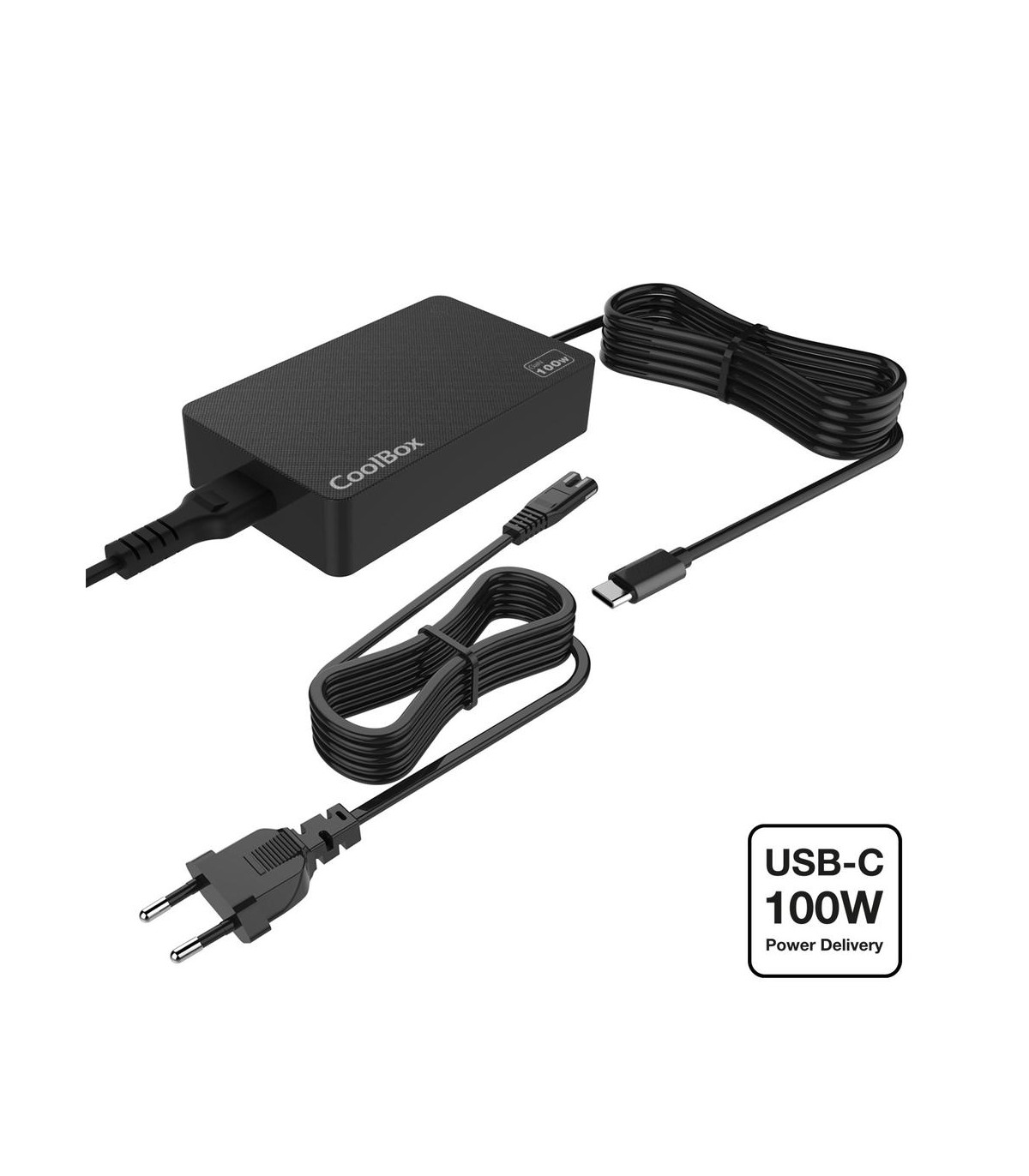 Adaptador cargador de portatil usb - c coolbox 100w gan