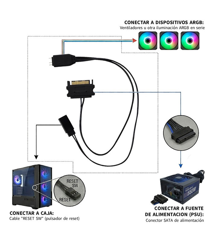 Controladora argb mini coolbox para ventilador gaming