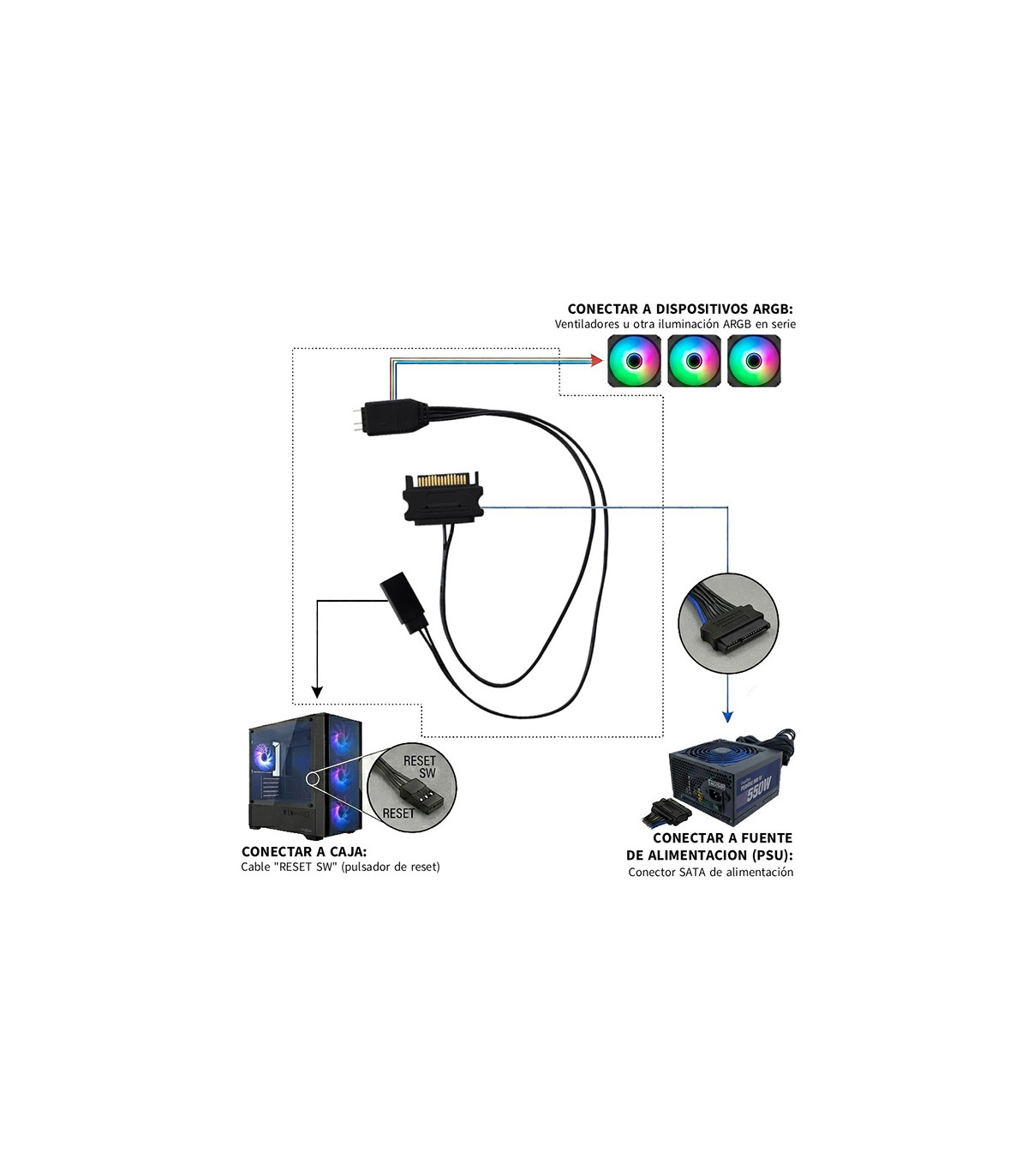Controladora argb mini coolbox para ventilador gaming