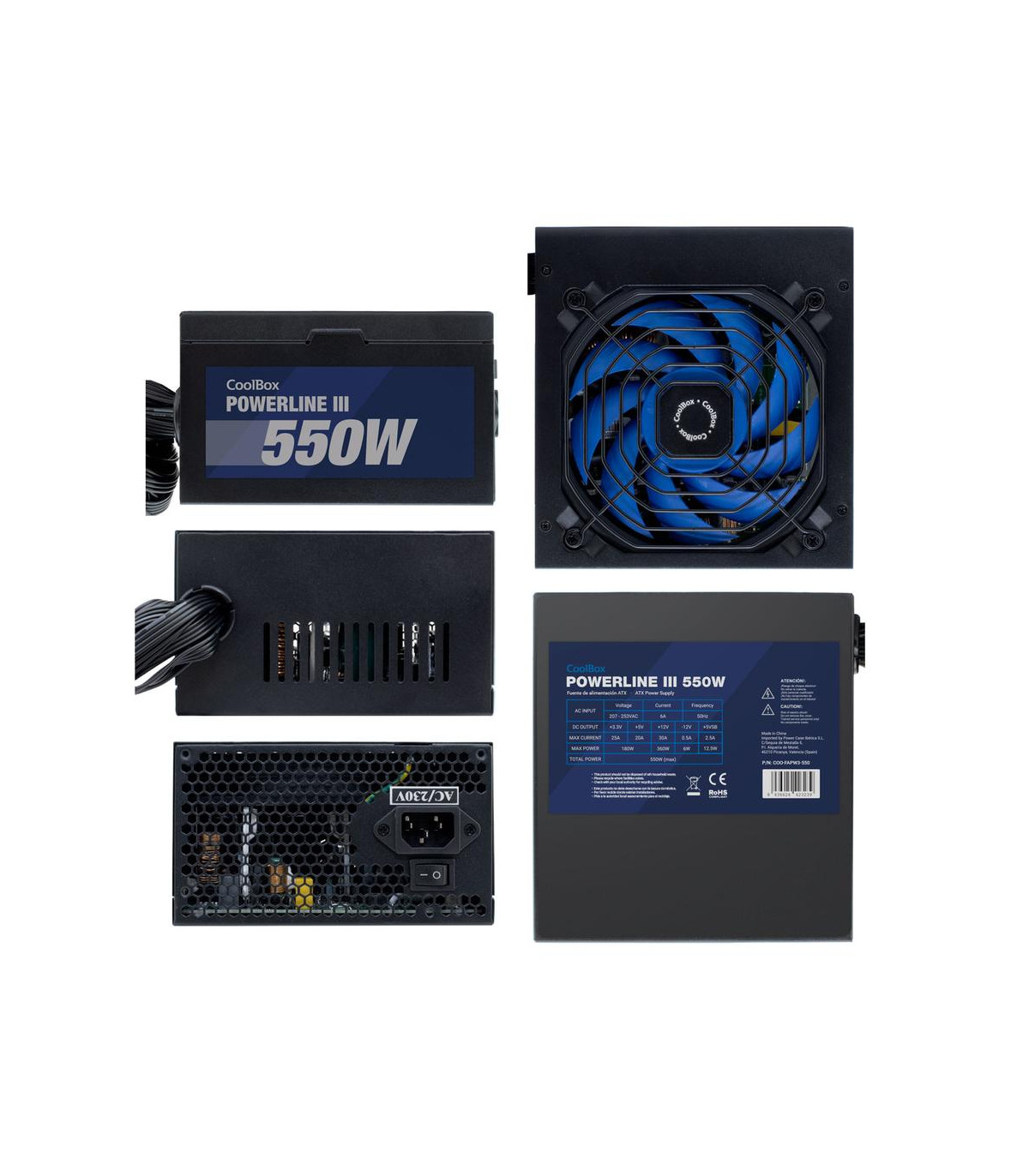 Fuente de alimentacion coolbox atx 550w powerline iii 85%