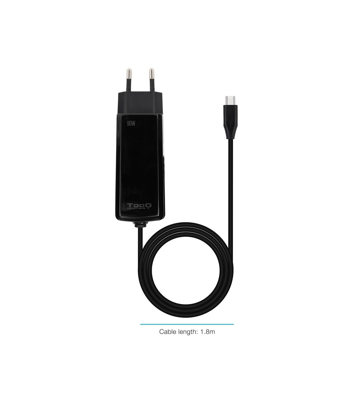 Cargador de pared tooq tqlc - usbcgan90pd - c 90w usb - c negro portatil