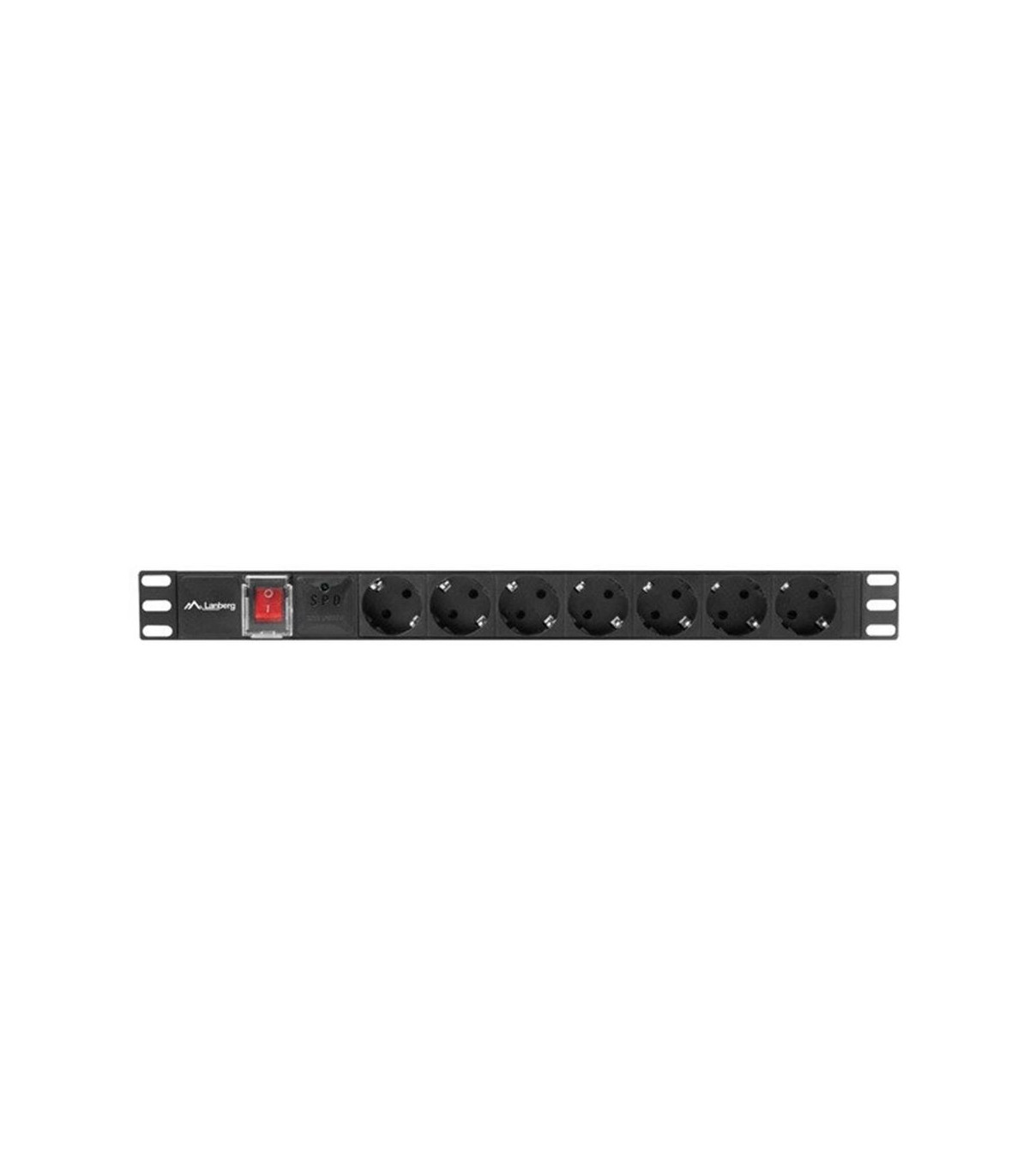 Regleta lanberg 1u 10a 7x schuko rack 19 pulgadas 2m negro c14