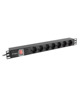 Regleta lanberg 1u 10a 7x schuko rack 19 pulgadas 2m negro c14