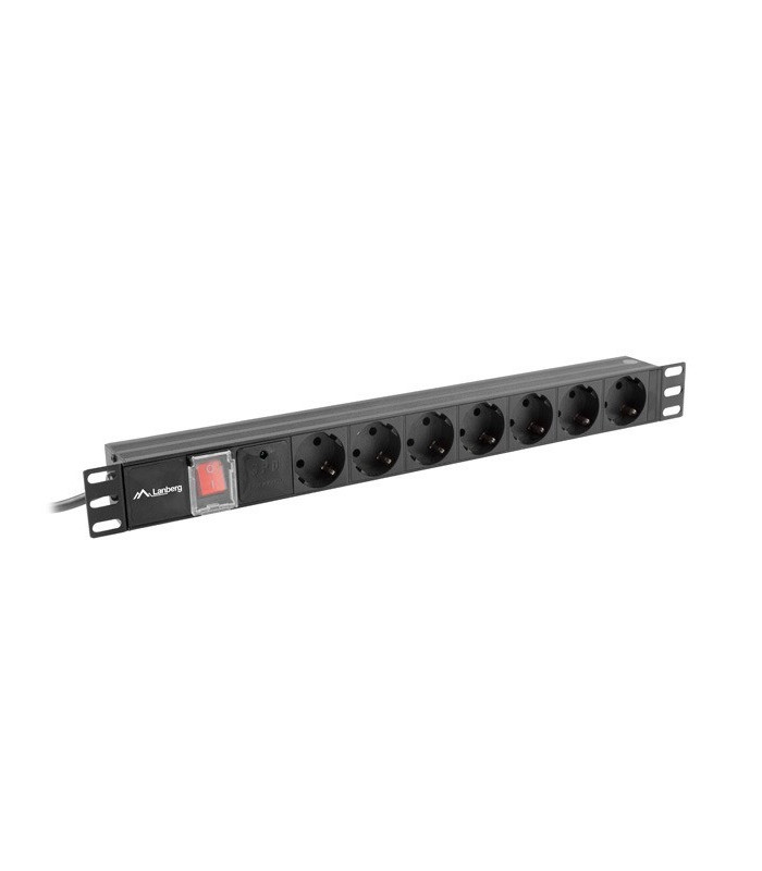 Regleta lanberg 1u 10a 7x schuko rack 19 pulgadas 2m negro c14