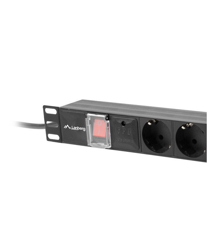 Regleta lanberg 1u 10a 7x schuko rack 19 pulgadas 2m negro c14