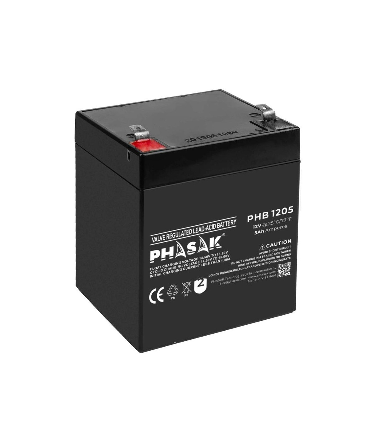 Bateria phasak phb 1205 compatible para sais 5ah 12v acido - plomo