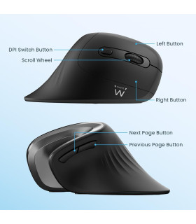 Raton ergonomico inalambrico ewent ew3154 negro