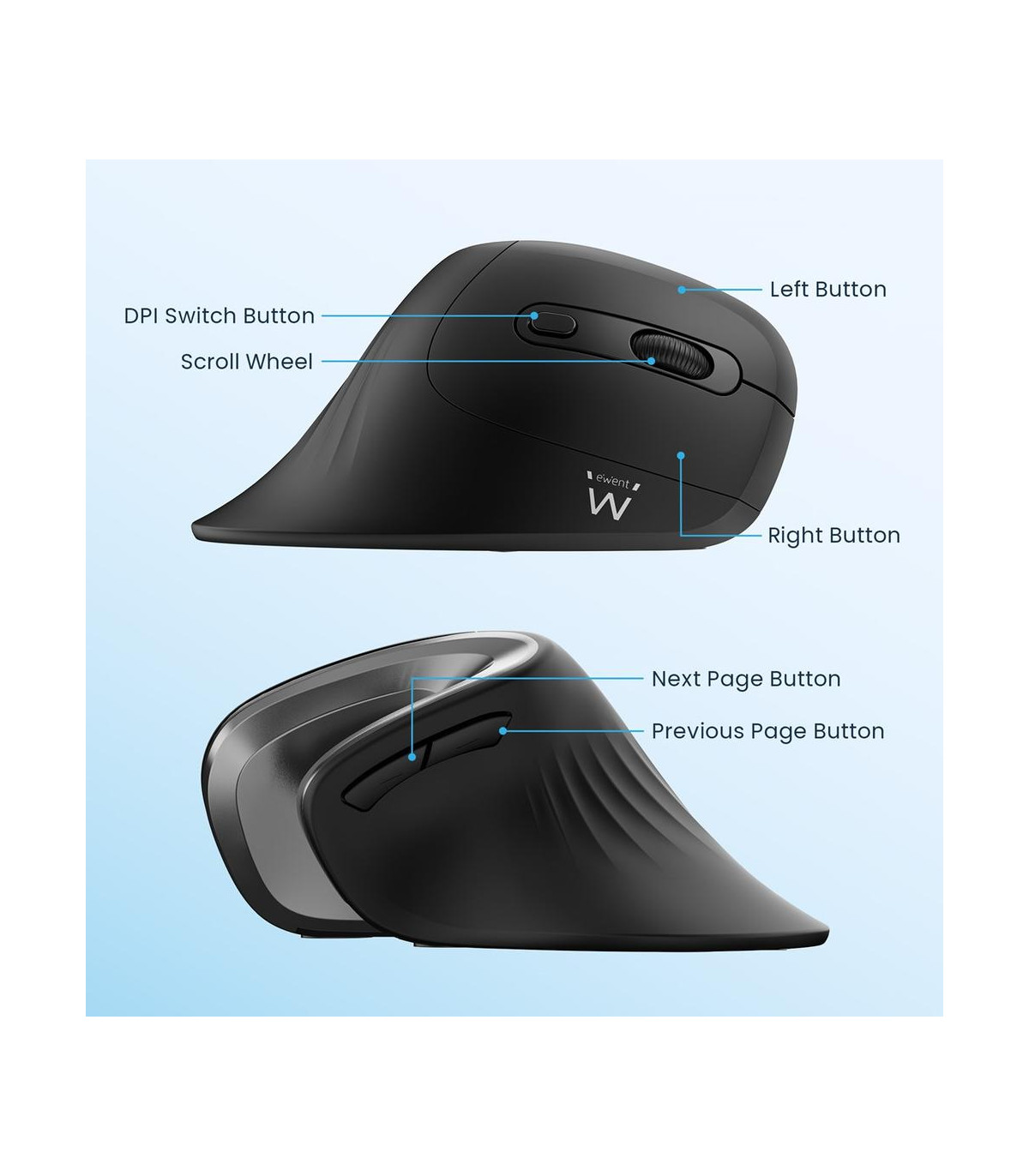 Raton ergonomico inalambrico ewent ew3154 negro