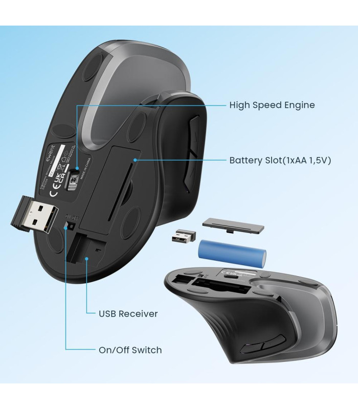 Raton ergonomico inalambrico ewent ew3154 negro