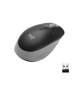 Mouse raton logitech m190 full size optico wiireles inalambrico gris claro