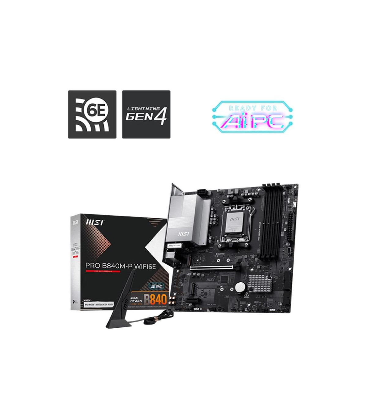 Placa base msi am5 pro b840m - p wifi6e ddr5 matx