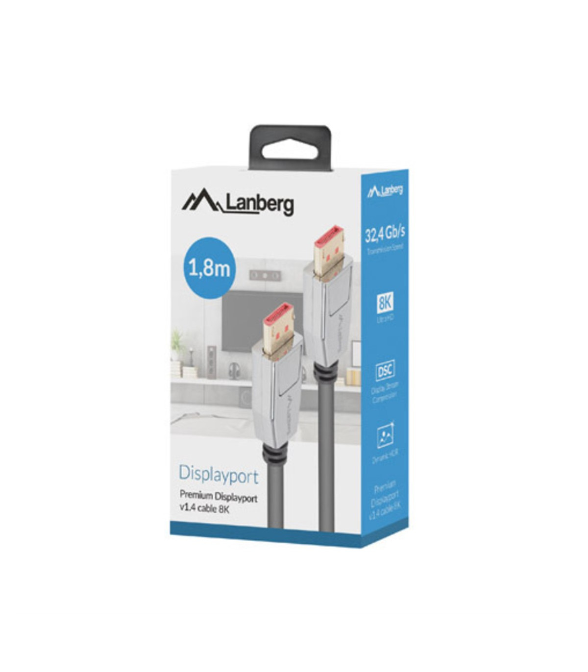 Cable displayport 8k lanberg 1.8m - macho -  macho