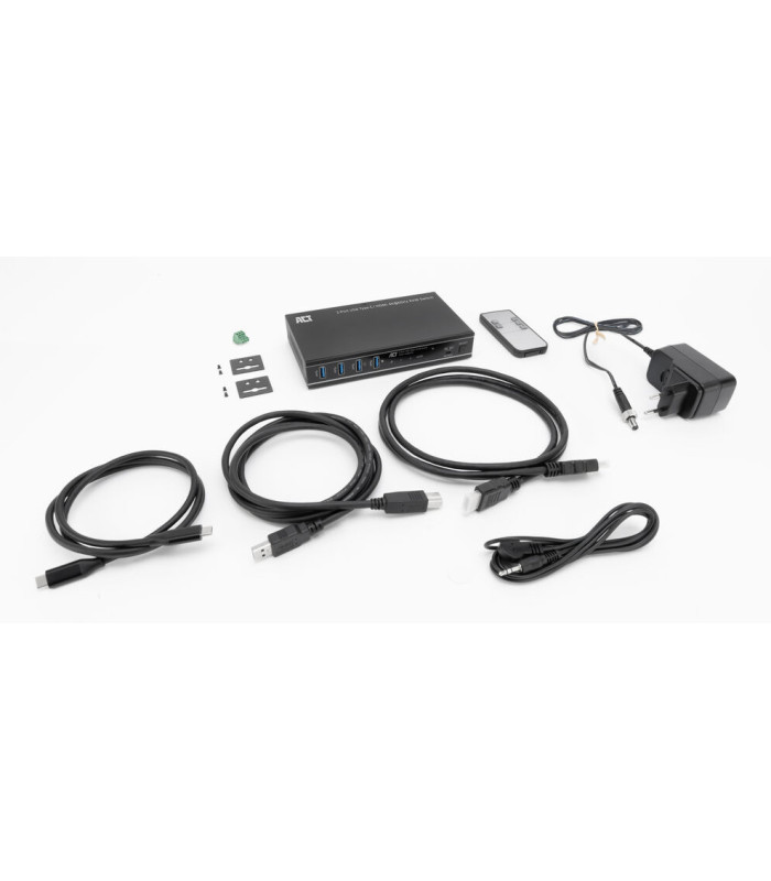Conmutador kvm act connectivity 2 puertos usb - c  - hdmi -  4k -  2pc