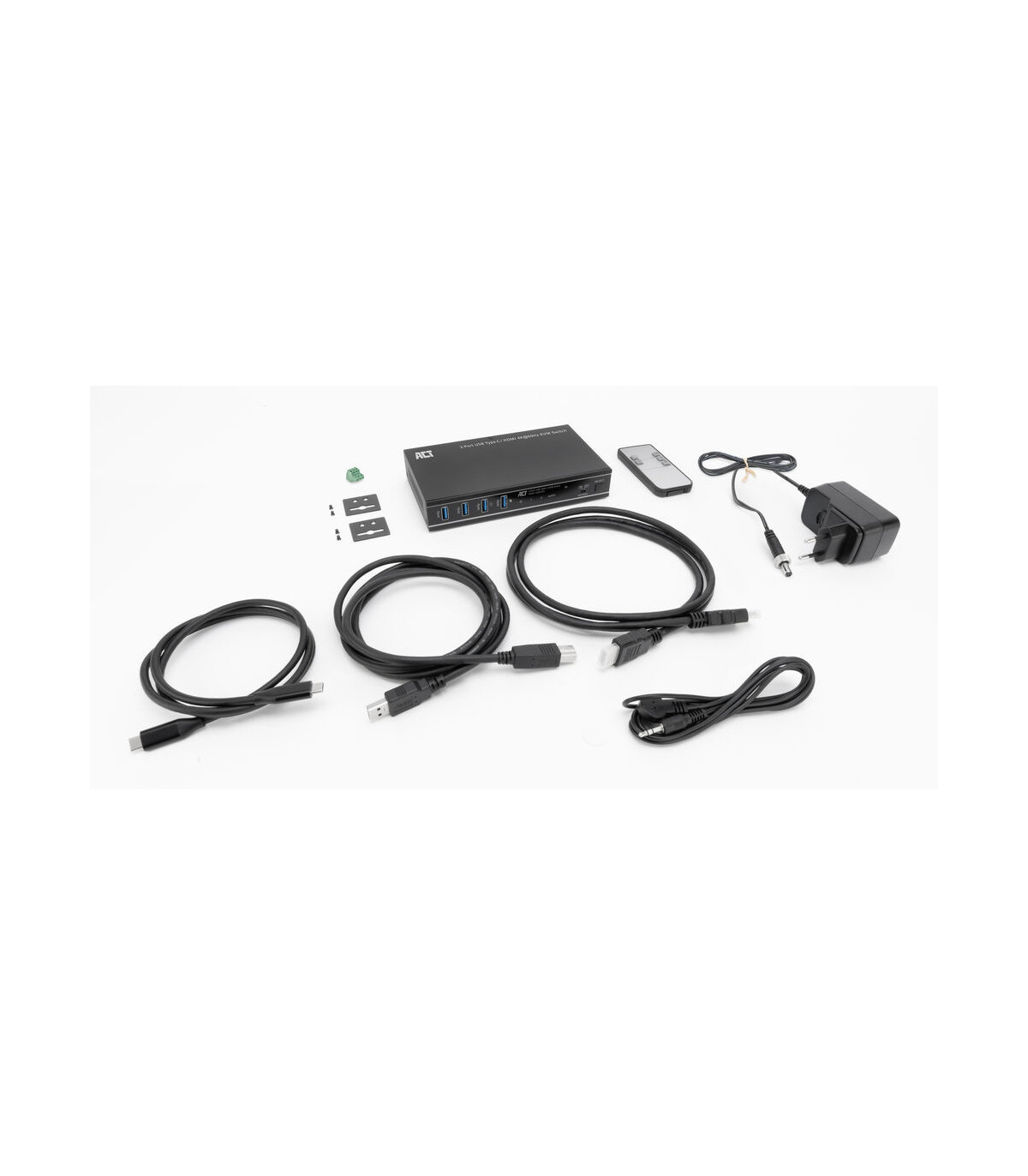 Conmutador kvm act connectivity 2 puertos usb - c  - hdmi -  4k -  2pc