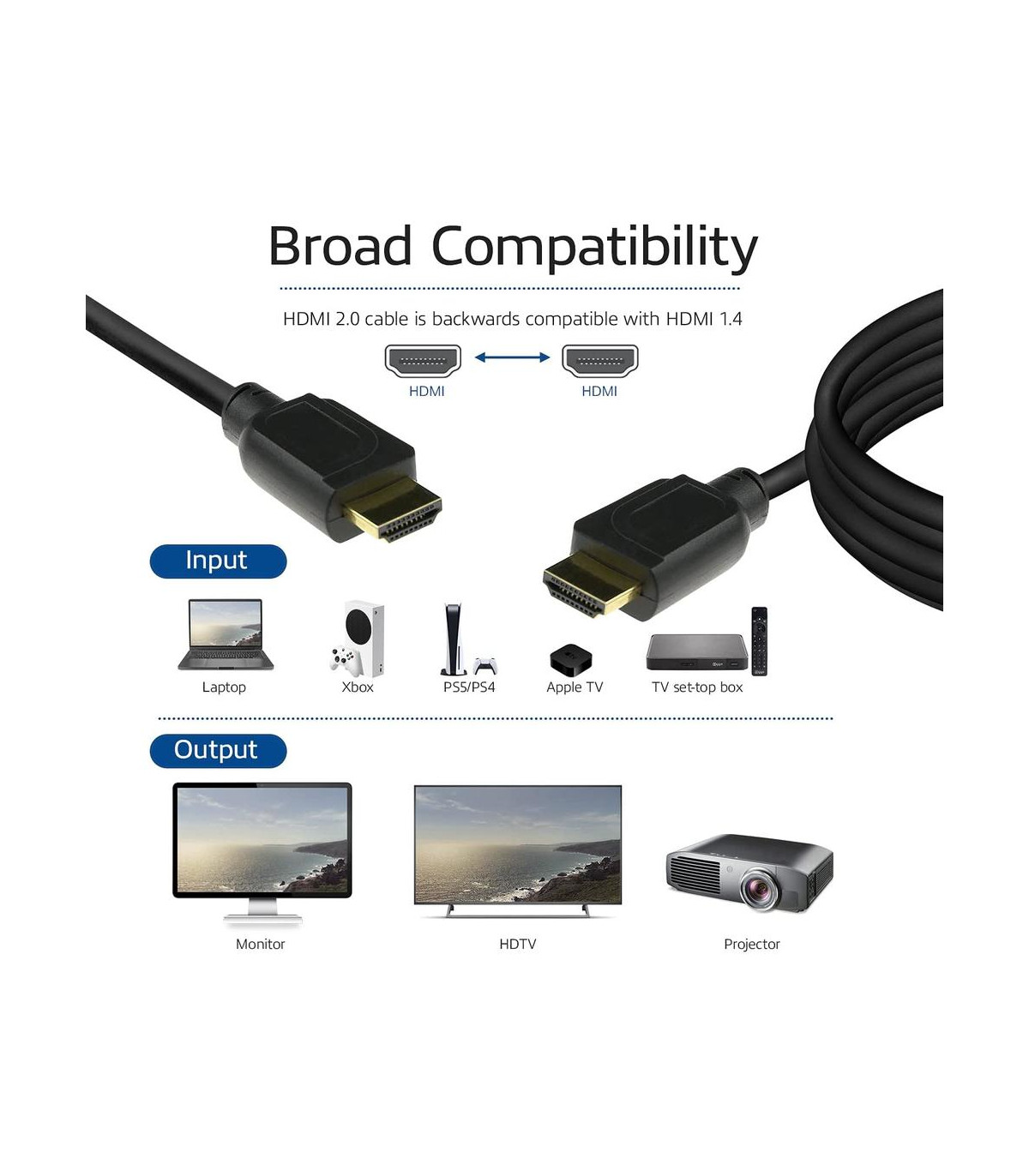 Cable hdmi 4k uhd act connectivity 1.5m -  macho - macho -  high speed premium certificado v2.0 negro