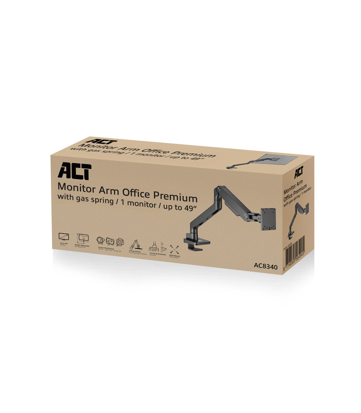 Soporte mesa act connectivity hasta 49 pulgadas vesa 100x100mm max 20kg
