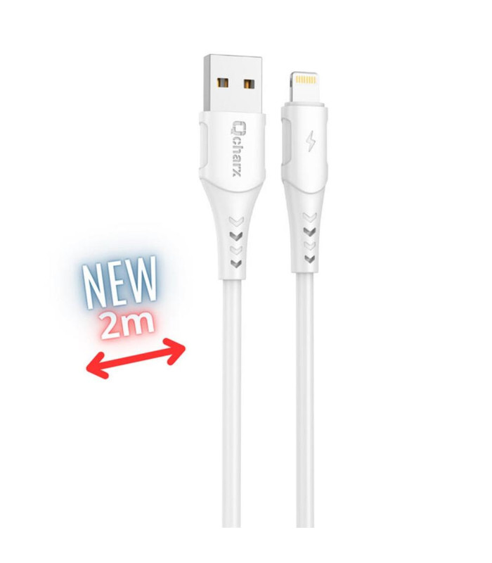 Cable qcharx athens lightning a usb tipo a - 2m - pvc blanco
