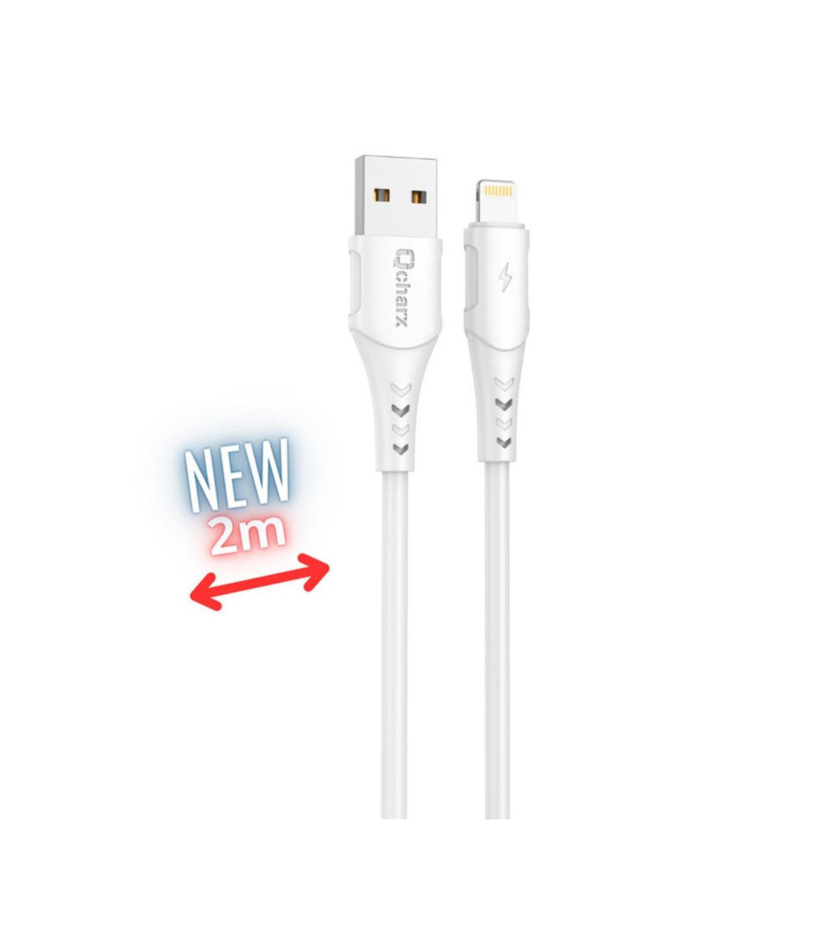 Cable qcharx athens lightning a usb tipo a - 2m - pvc blanco
