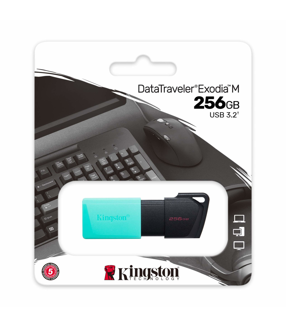 Datatraveler exodia m unidad flash usb 256 gb usb tipo a 3.2 gen 1 (3.1 gen 1) negro - turquesa