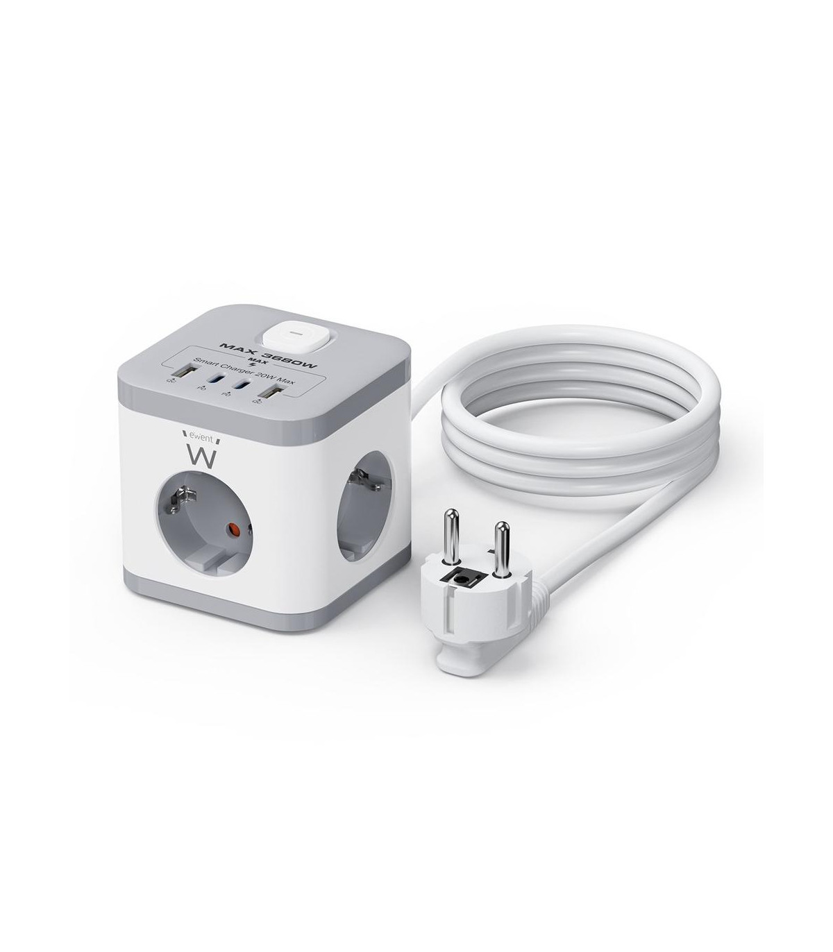 Regleta sobremesa ewent ew3863 3x schuko -  2x usb tipo a -  2x usb tipo b
