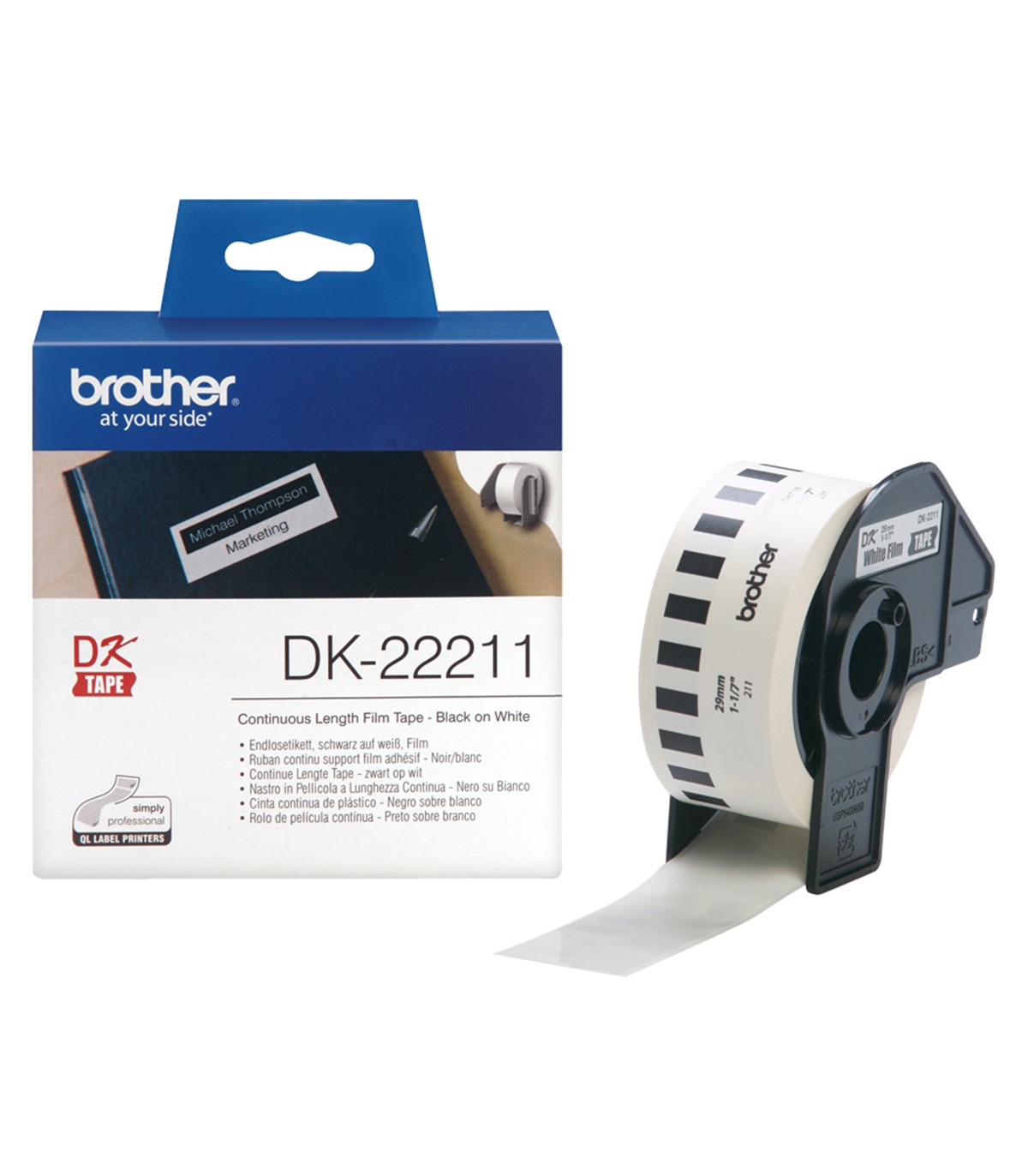 Etiquetas cinta continua brother blanca dk22211 29mm