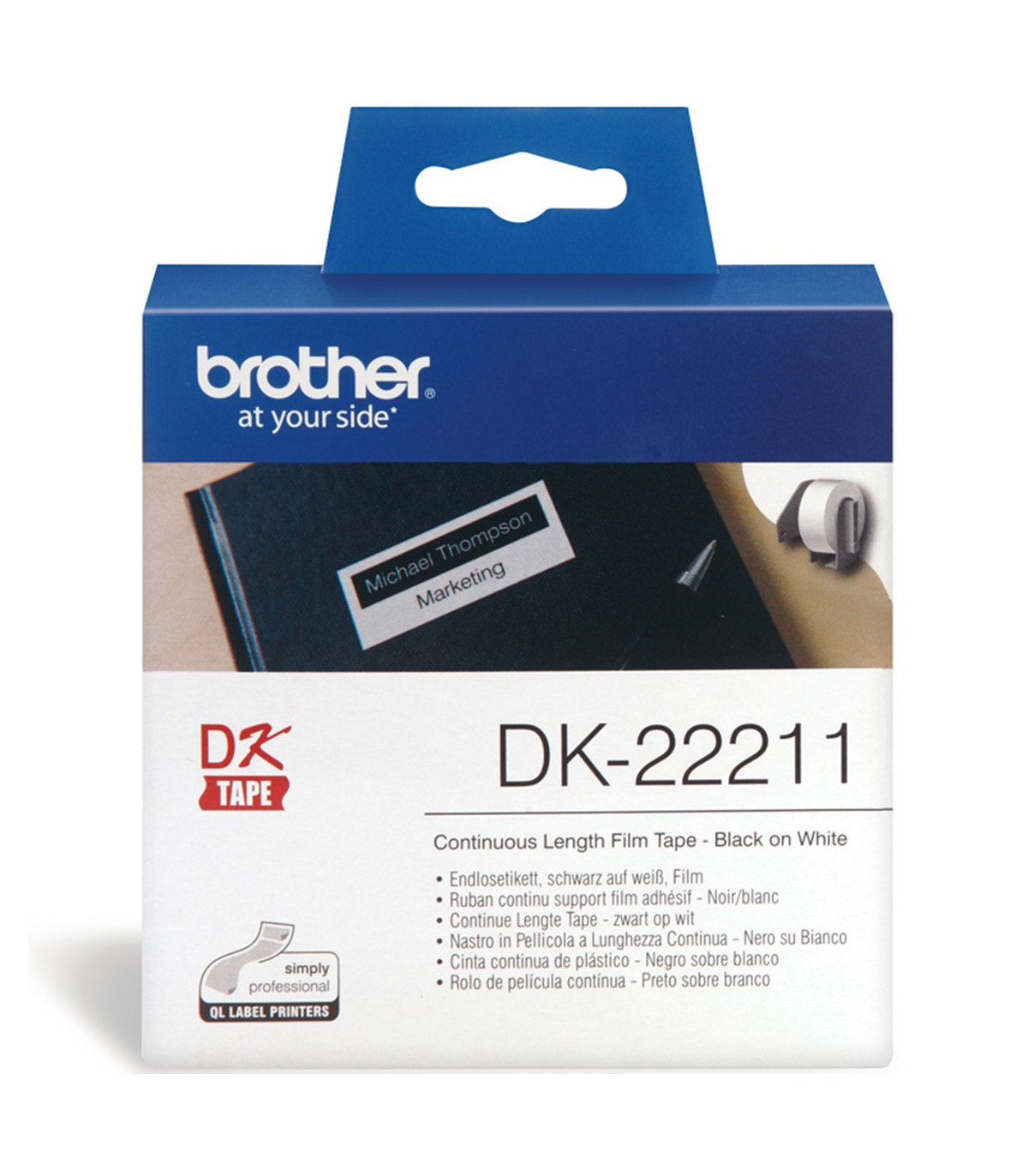 Etiquetas cinta continua brother blanca dk22211 29mm