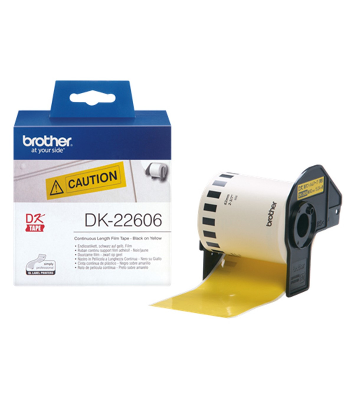 Etiquetas cinta continua brother amarilla dk22606 62mm