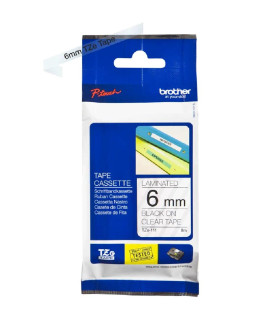 Cinta laminada brother tze111 8mm x 6mm transparente - negro