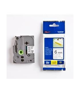 Cinta super adhesiva brother tzes211 6mm x 8m blanco - negro
