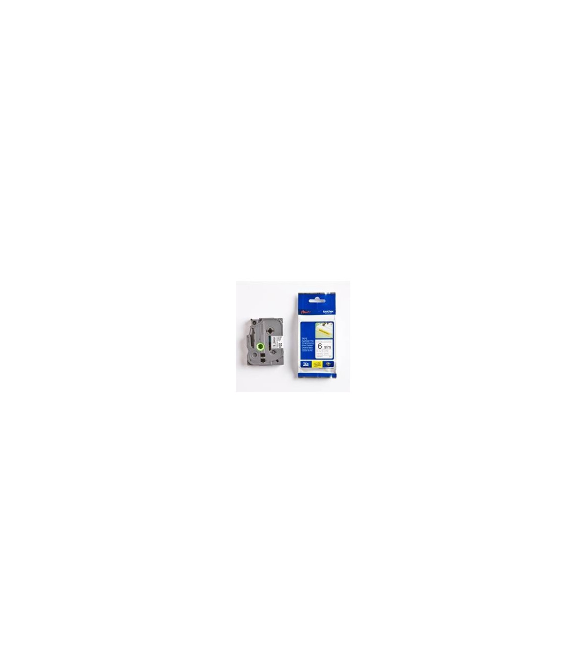 Cinta super adhesiva brother tzes211 6mm x 8m blanco - negro