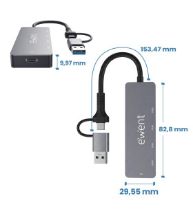 Docking station ewent ew1151 usb tipo c - usb 3.2 5 en 1