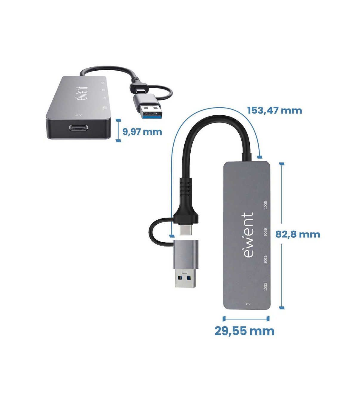 Docking station ewent ew1151 usb tipo c - usb 3.2 5 en 1