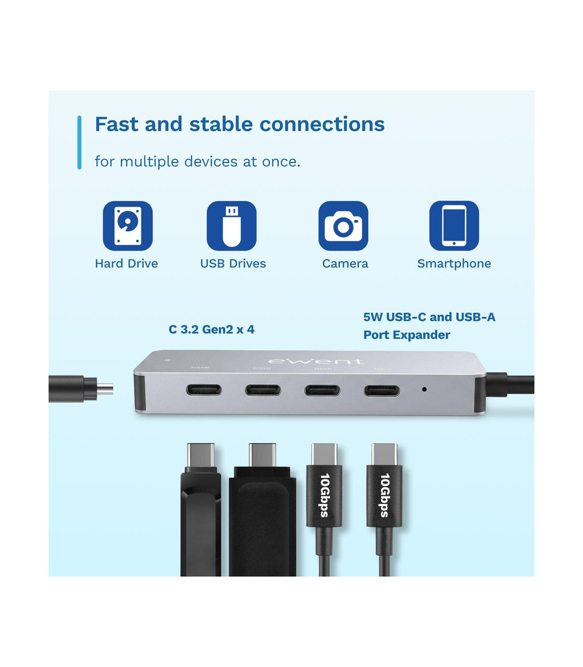 Docking station ewent ew1151 usb tipo c - usb 3.2 5 en 1