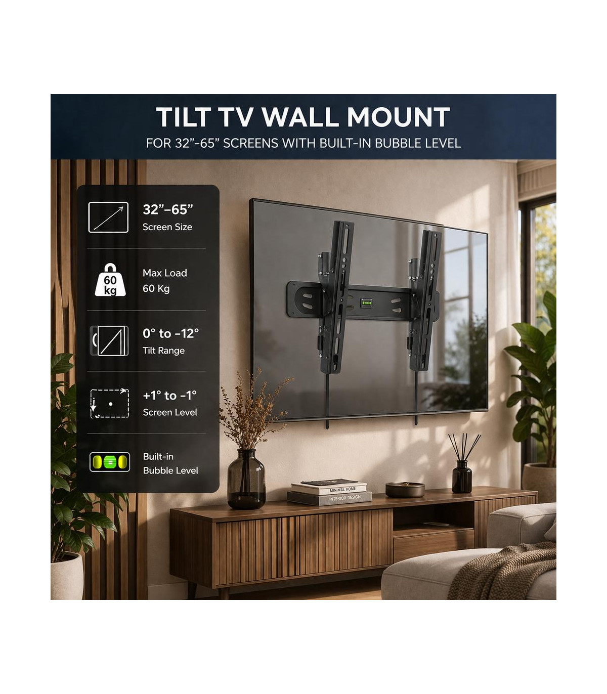 Soporte de pared ewent vesa hasta 65 pulgadas 400x400mm max 60kg