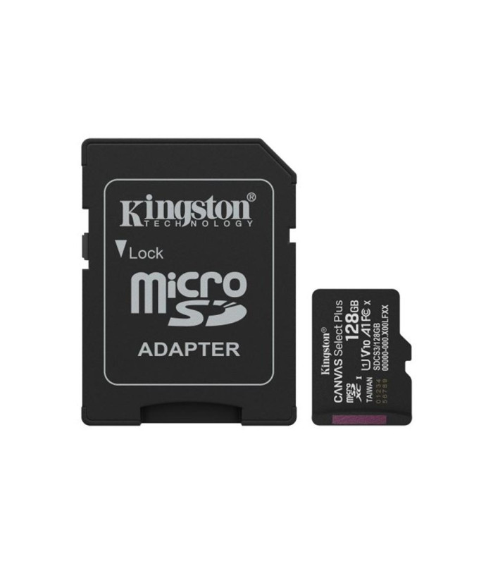 Tarjeta memoria micro secure digital sdxc 128gb kingston canvas select plus clase 10 uhs - 1 + adaptador sd