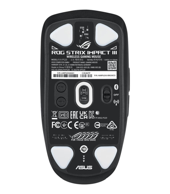 Raton inalambrico gaming asus rog strix impact iii negro