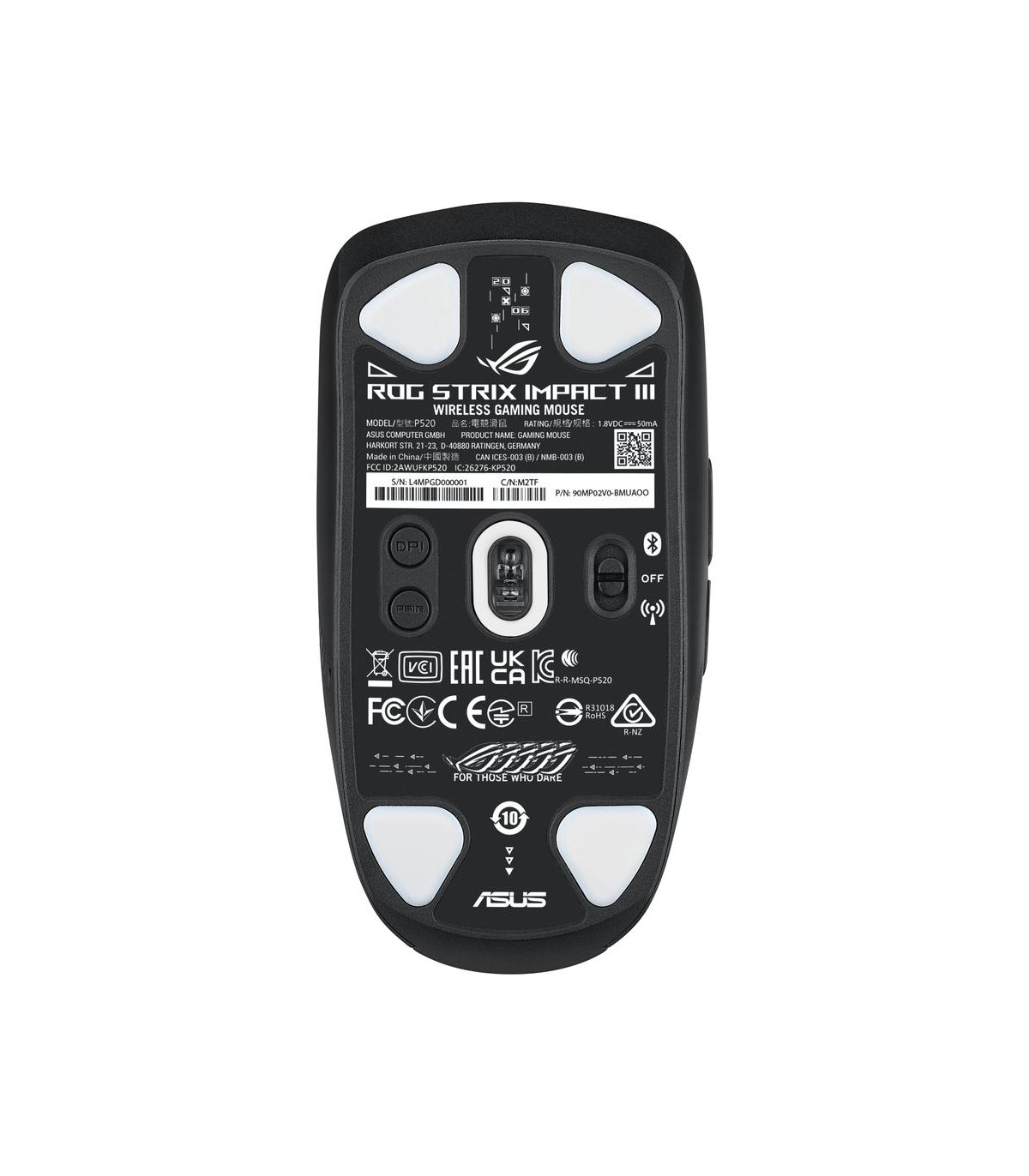 Raton inalambrico gaming asus rog strix impact iii negro