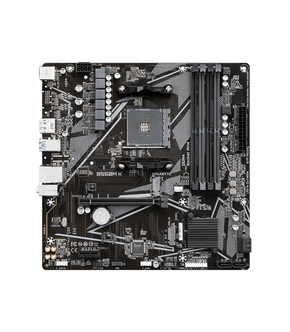 Placa base gigabyte b550m k am4 m - atx -  4x ddr4 -  4x sata3 -  4x usb 3.2 -  4x usb 2.0
