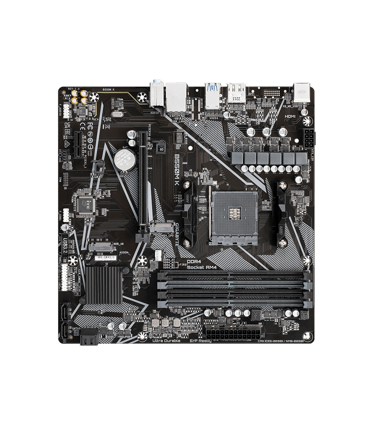Placa base gigabyte b550m k am4 m - atx -  4x ddr4 -  4x sata3 -  4x usb 3.2 -  4x usb 2.0