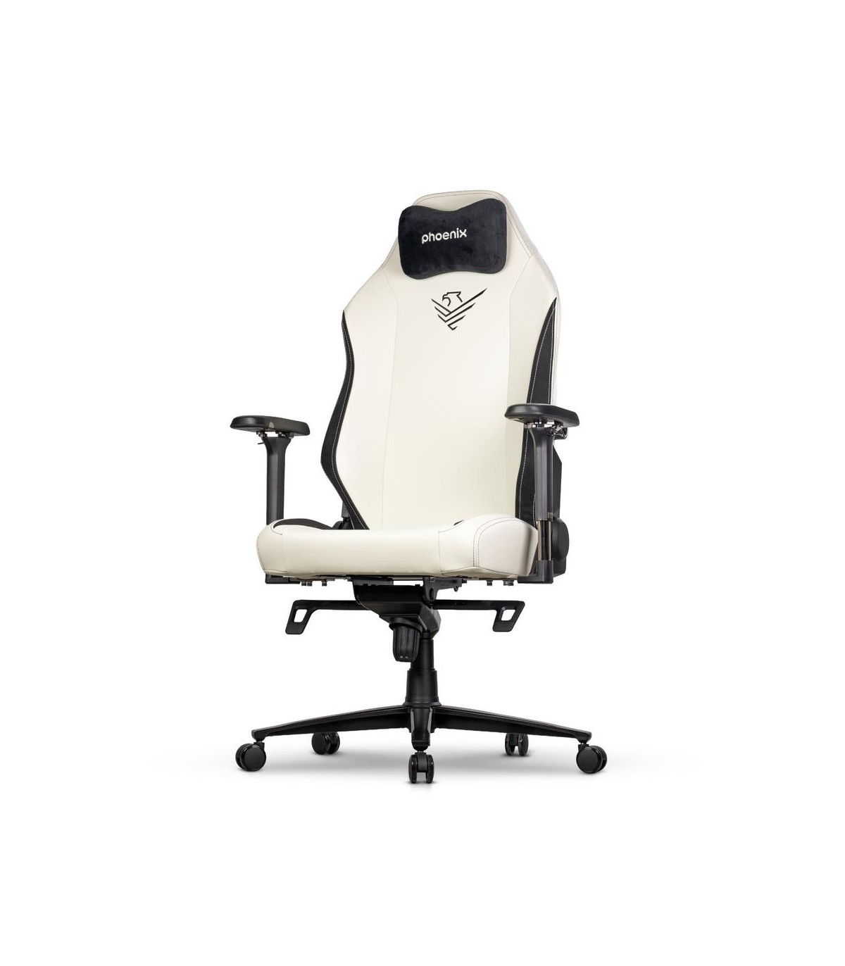 Silla gaming phoenix monarch remaster cuero napa negra y blanca talla r