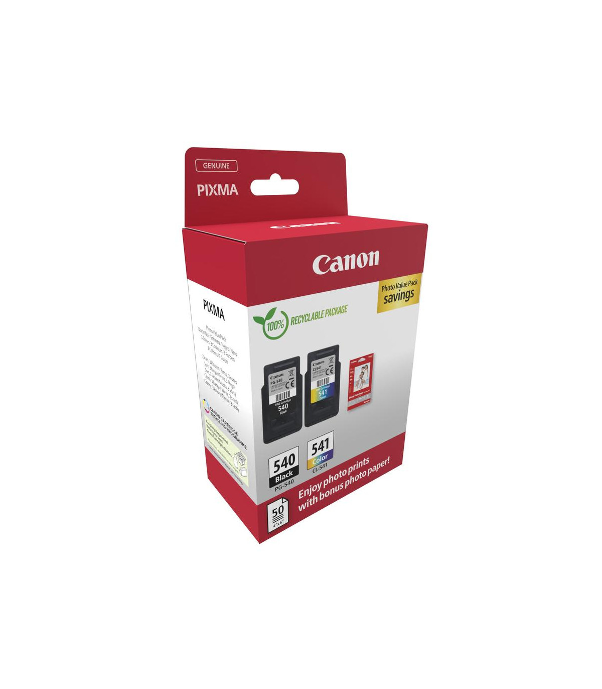 Cartucho tinta canon pg 540 + cl 541 + papel fotografico